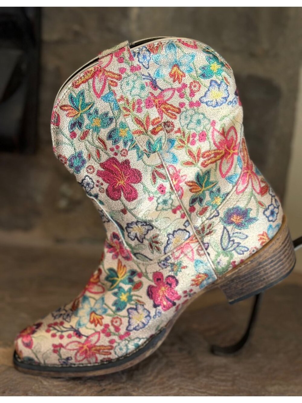 Roper Ingrid Snip Toe Floral Western Booties Size 8 New With Tags - Picture 6 of 16